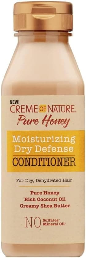 Creme Of Nature Pure Honey Condicionador hidratante, desembaraçado, suaviza e controla o frizz, com infusão de mel pura, óleo de coco natural certificado e manteiga de carité, 355 ml