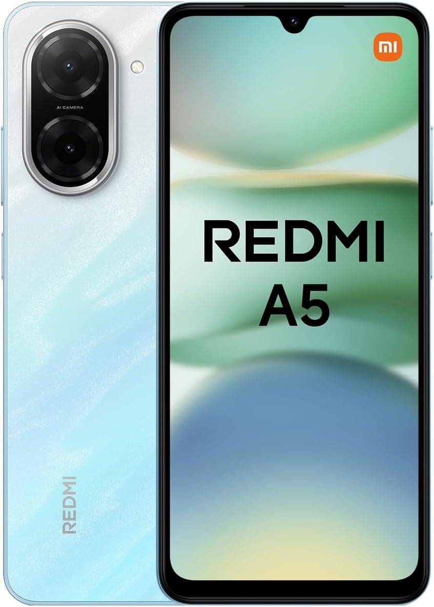 Xiaomi Redmi A5 Smartphone de 3+64 GB, ecrã imersivo de 120 Hz, potente processador Octa Core, câmara dupla AI de 32 MP, 5200 mAh, carregador não incluído, azul