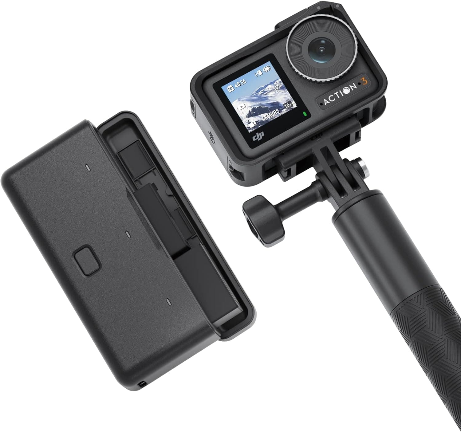 DJI Pack aventura Osmo Action 3 - câmara de ação 4K/120 fps, FOV superamplo, HorizonSteady, resistente ao frio, grande autonomia, suporte vertical, submersível a 16 m, videoblogs, braço extensível