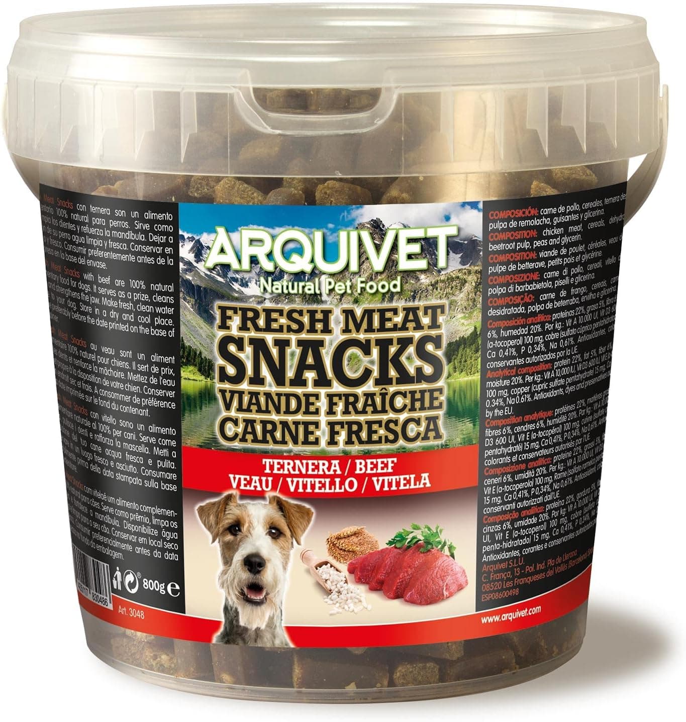 Arquivet Snacks de carne fresca de vitela, 800 g, para cães adultos