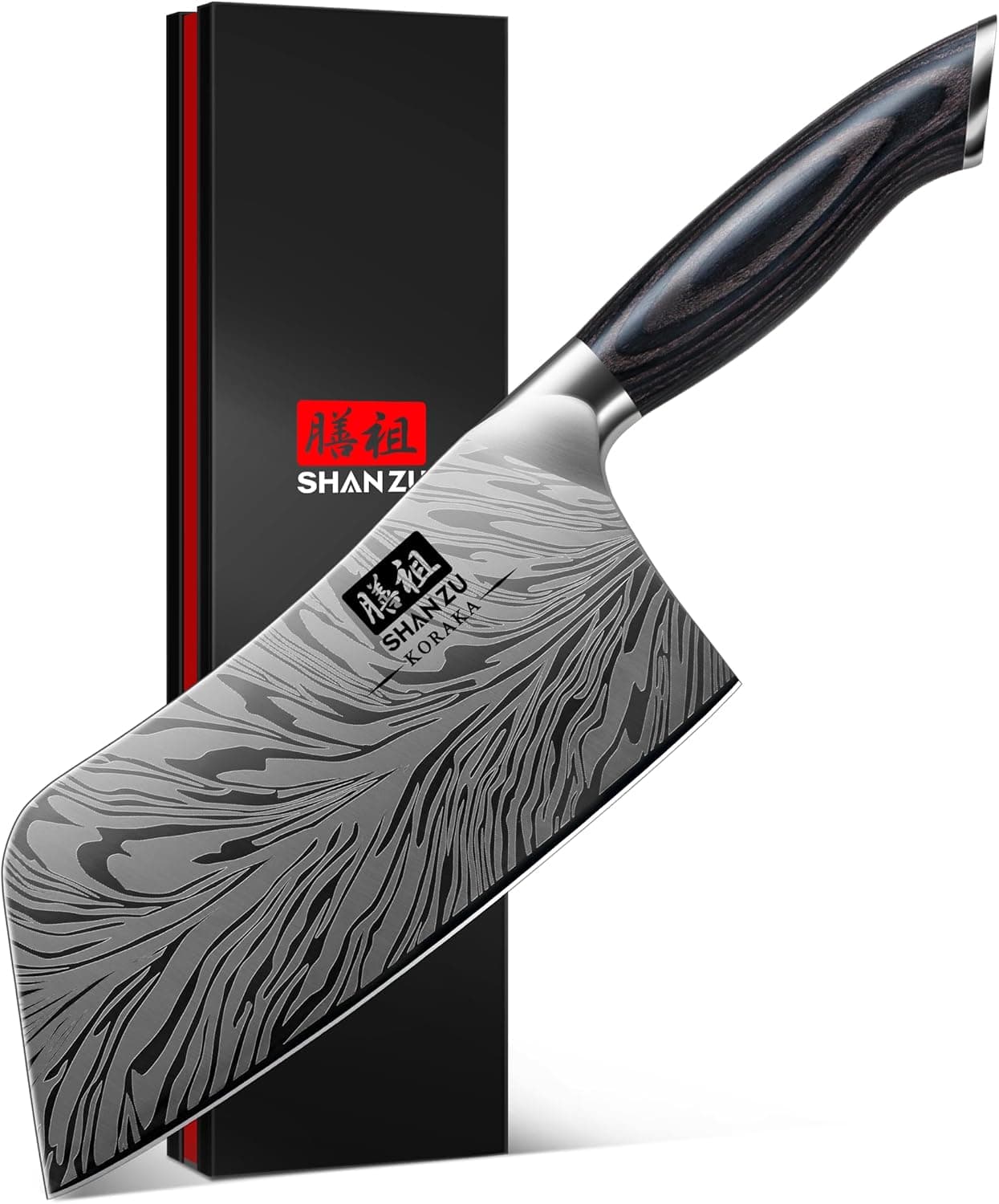 SHAN ZU Professional | Faca de carne em aço japonês 18 cm com cabo em madeira para carne, peixe e vegetais