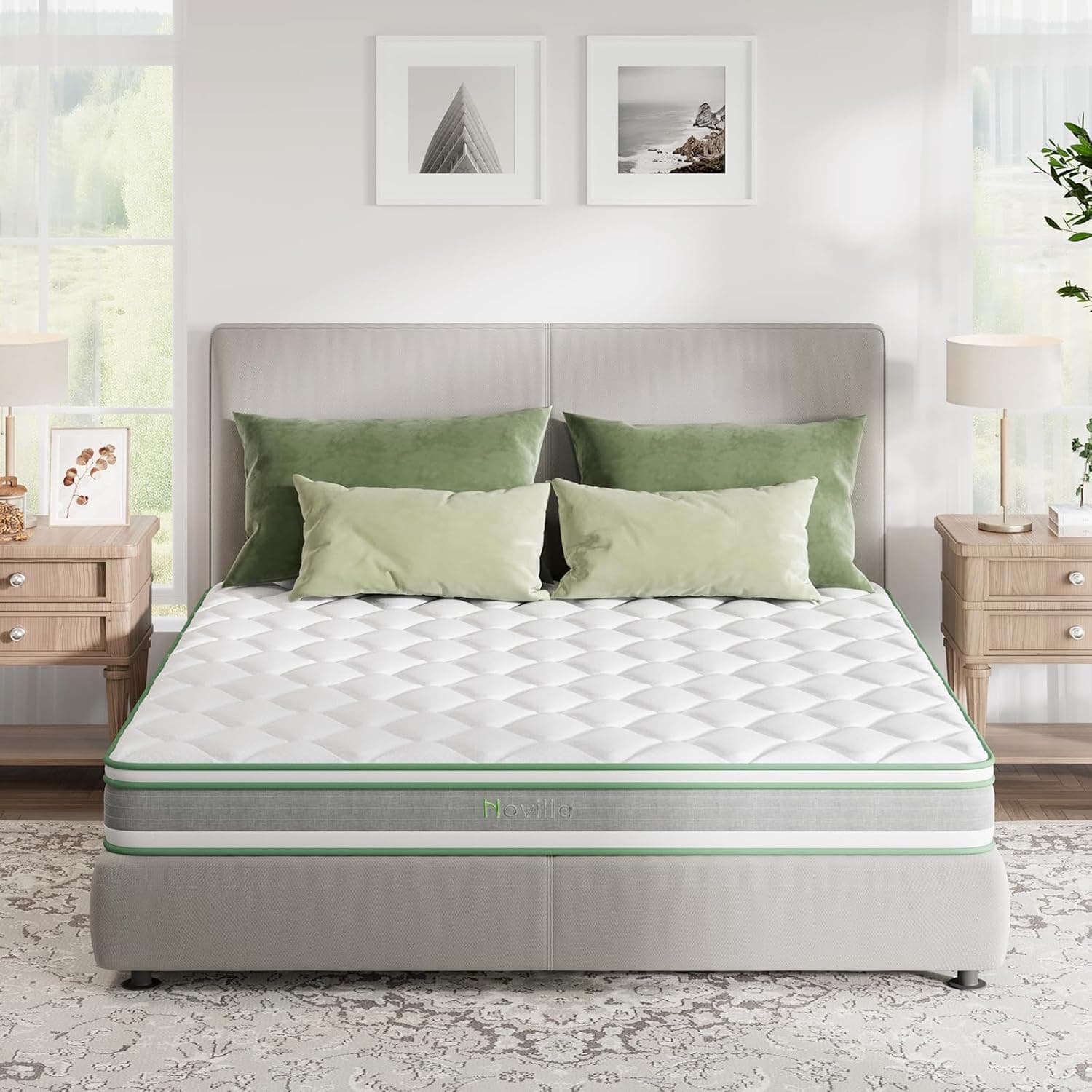 Novilla Colchões 135 x 190 viscoelástico, colchão molas em sacados, espuma de gel com memória, firmeza média, confortável e respirável, suporte preciso, altura 24 cm