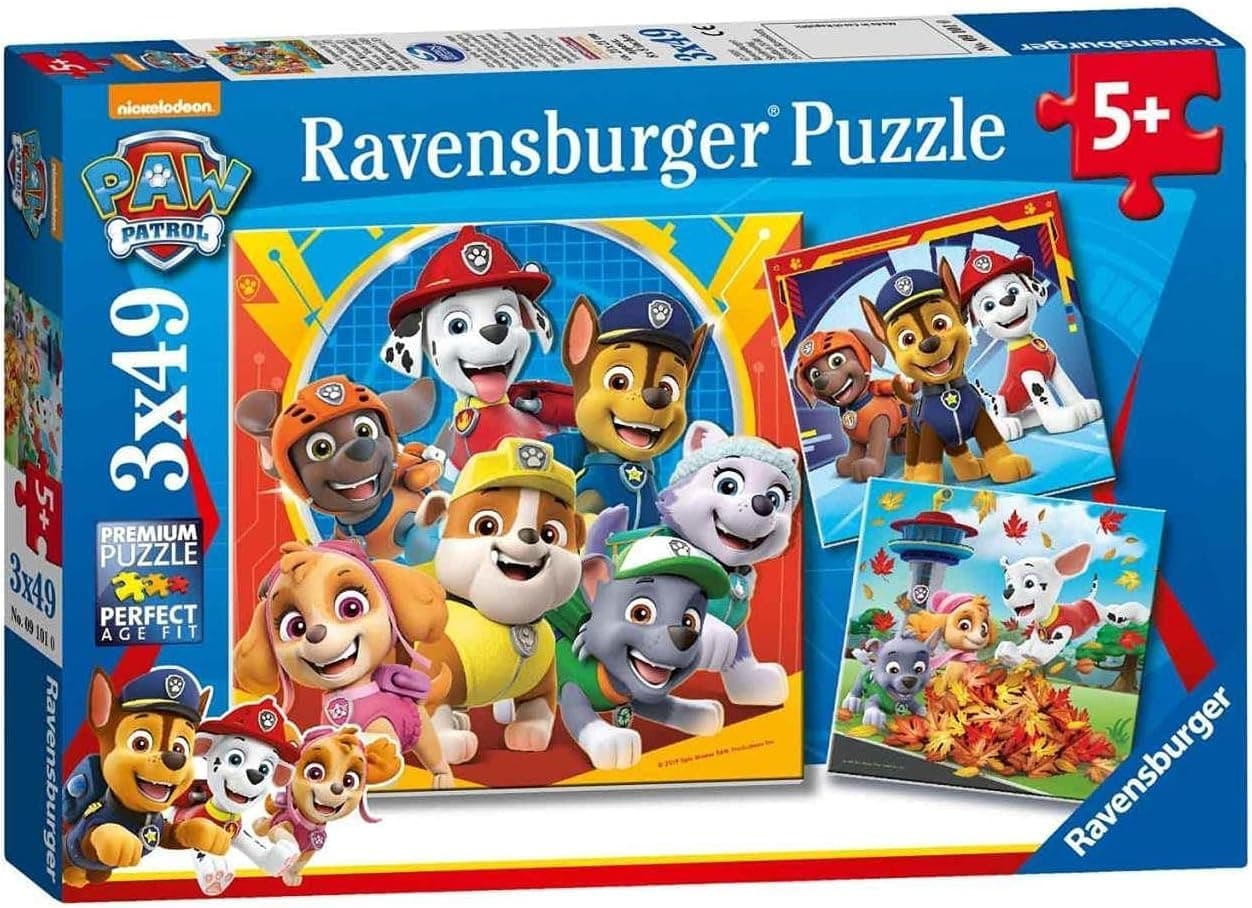 Ravensburger - Puzzle: Patrulha canina, puzzles crianças 5 anos ou mais, quebra-cabeças, 3 quebra-cabeças de 49 peças, presentes para crianças 5 anos, 21 x 21 cm