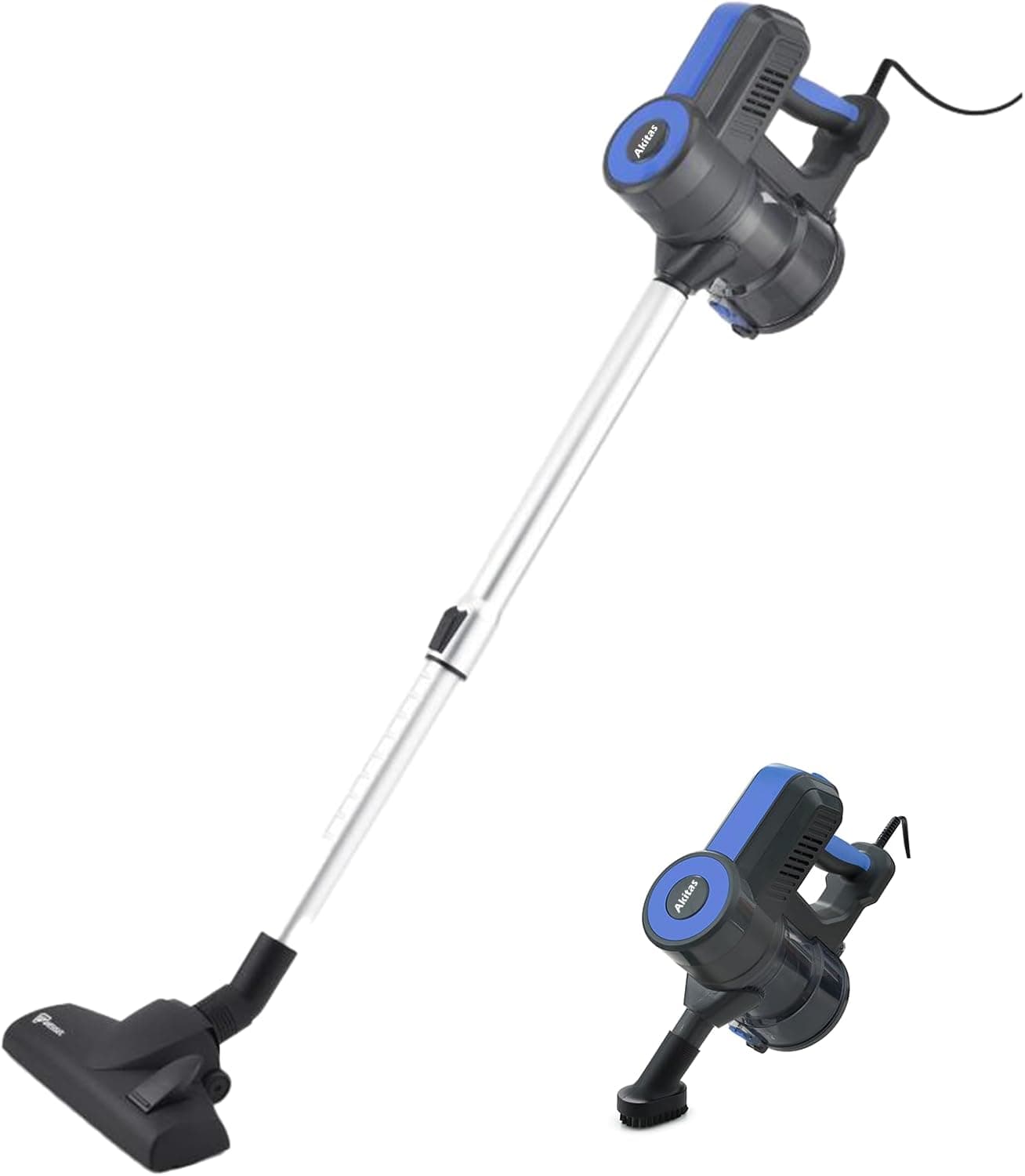 Akitas S12 600 W 2 em 1 aspirador vertical, aspirador sem saco aspirador com cabo, com de cabeça Wesse alemão, peso leve
