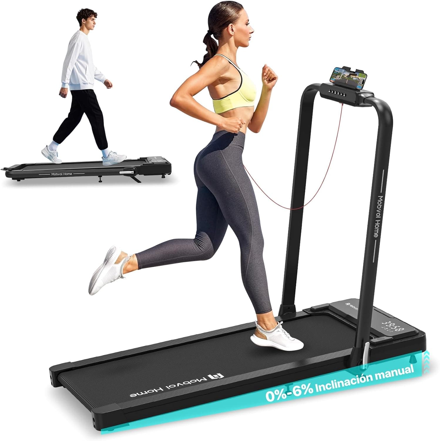 Mobvoi Cinta de Correr 3 en 1 Cinta de Correr Casera Plataforma para Caminar en Casa，Cintas de Correr eléctricas, Cintas de Correr para Oficina，12 km/h 120 kg