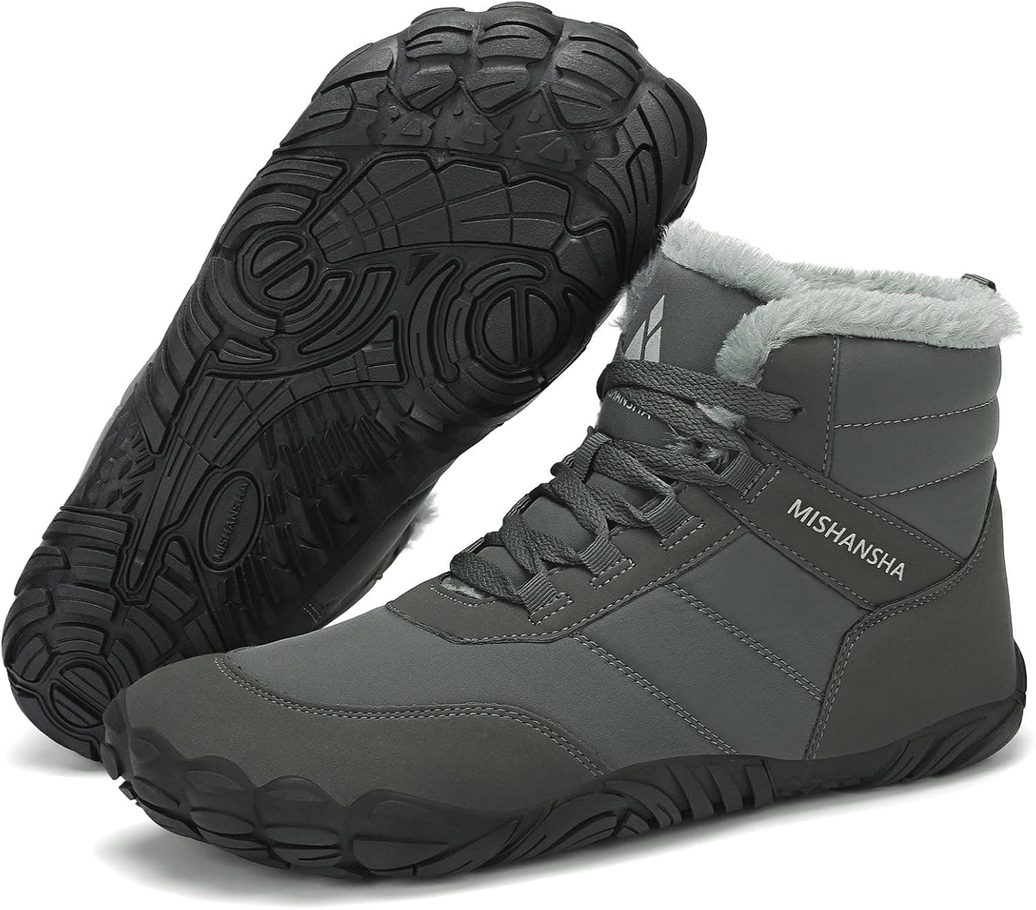 Mishansha Barefoot Botas de inverno com biqueira larga - confortáveis quentes antiderrapantes, unissexo - adulto