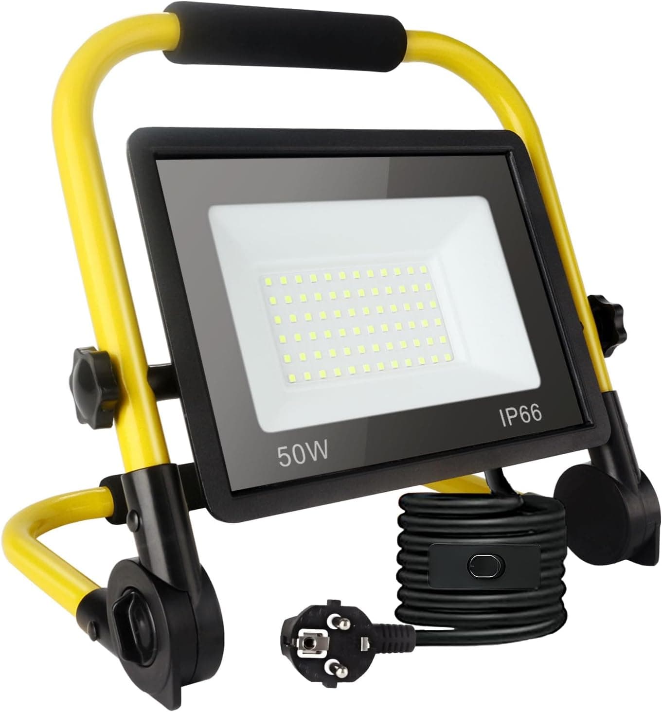 Foco de trabalho LED de 50 w, luz para o local de trabalho 5400 lm, holofote projetor LED portátil luz branca diurna de 6000 k, resistente à água Ip66, holofote com cabo de 3,5 M e tomada UE