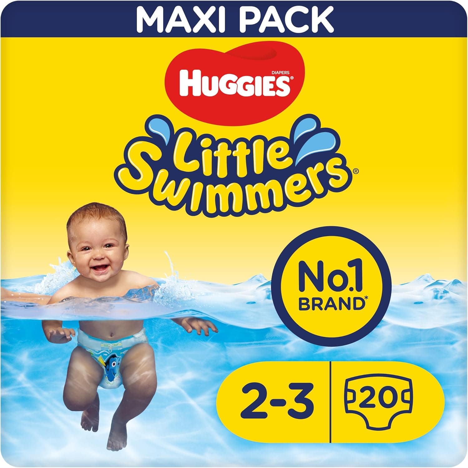 Huggies Little Swimmers | Fraldas de banho descartáveis para bebé com barreiras anti fugas, 20 unidades