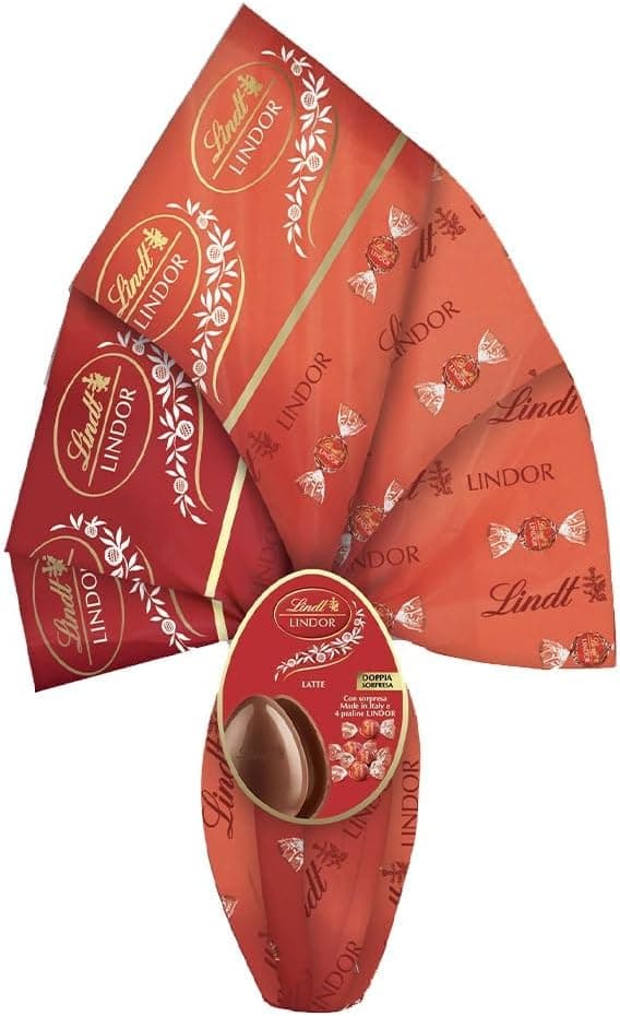 Lindt LINDOR Ovo de Páscoa Flame Egg, chocolate com leite, figura de Páscoa, cremoso e suave, 320 g