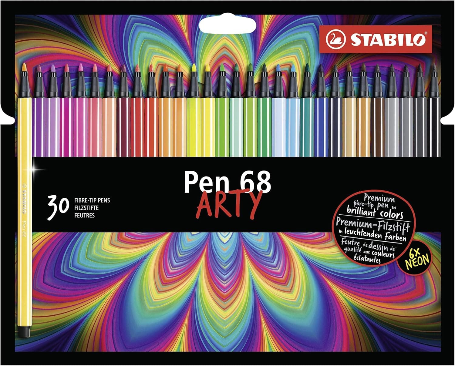 STABILO Pen 68 ARTY | Estojo com 30 marcadores de cores premium