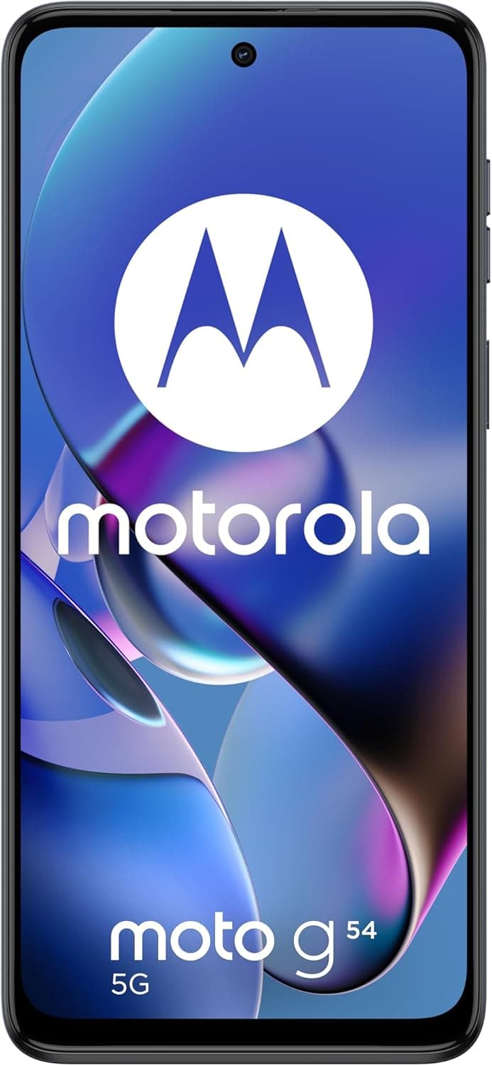 Moto g54 24 GB (12 GB RAM Boost)/256 GB azul índigo, Espanha, ecrã envolvente Full HD+ e Dolby Atmos®, sistema de câmara de 50 MP com OIS, desempenho 5G, bateria 5000 mAh, inclui carregador.