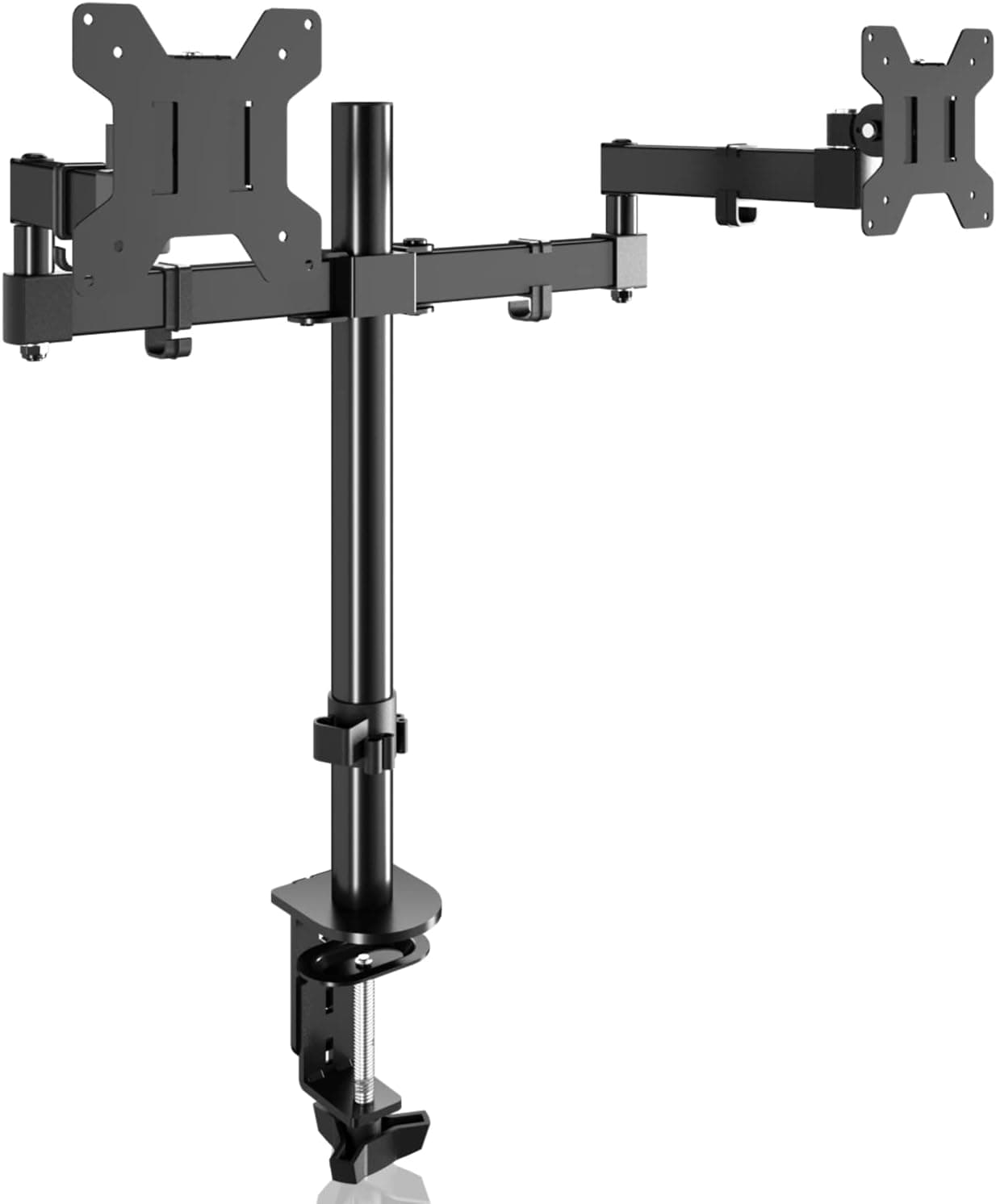 Bracwiser Suporte duplo para monitor de 13-27 polegadas VESA 75/100 mm, ajustável em altura, braço rotativo inclinável, para mesa - MD7442