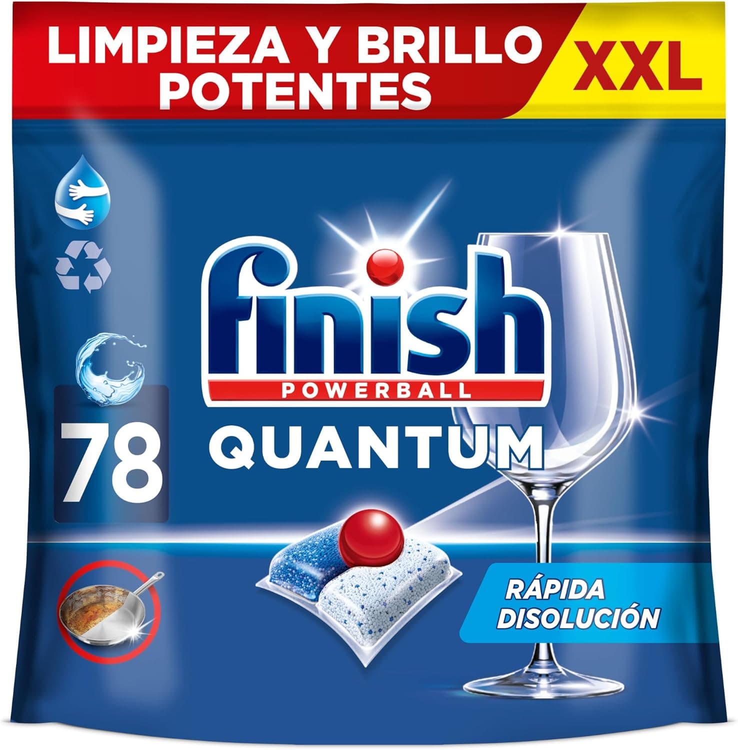 Finish Powerball Quantum limpeza e brilho potentes, pastilhas para máquina de lavar louça, a embalagem pode variar, 78 pastilhas