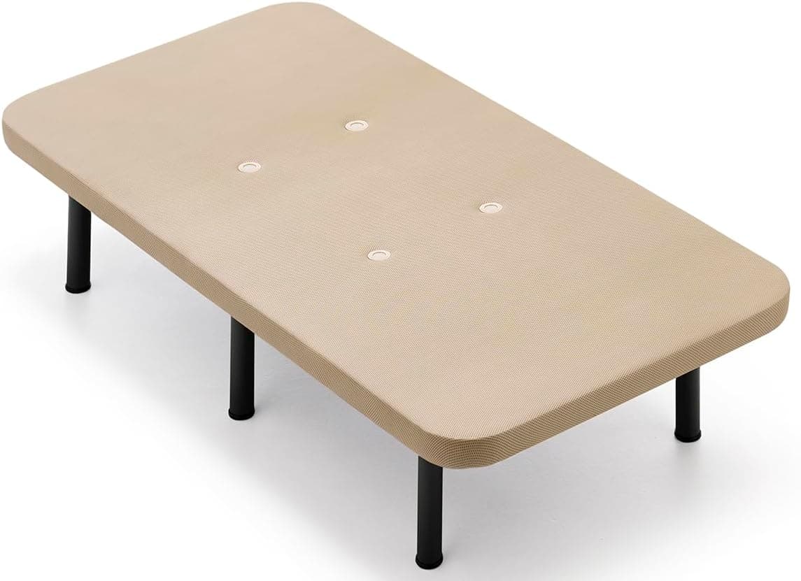 habithor | Base estofada em bege com estrutura em aço reforçado e pernas cilíndricas, 80 x 190 cm