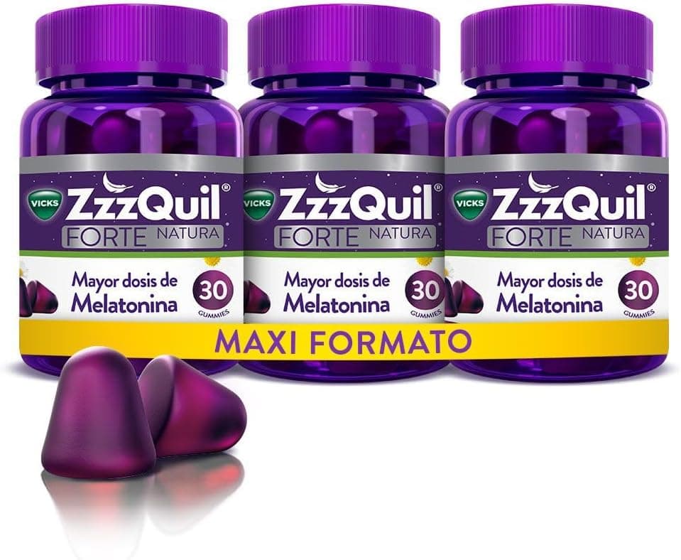 ZzzQuil Natura Forte Complemento alimentar para dormir, maior dose de melatonina, em Gummies com extratos de Valeriana, 90 gummies (30 x 3)