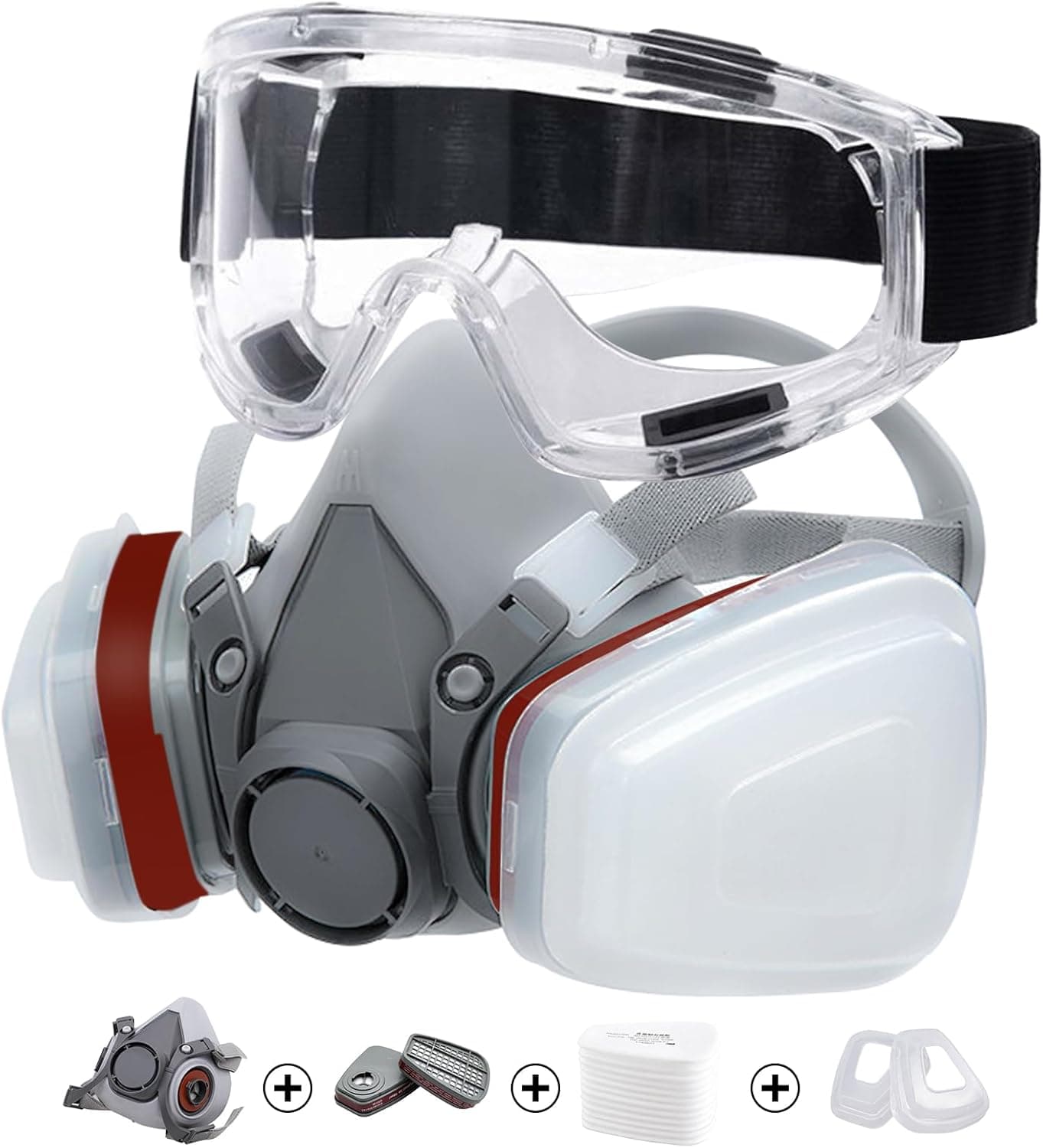 Máscara de proteção respiratória, tampa facial de segurança contra poeira, tampa facial colorida, máscara de gás com filtro, para pintura, poeira e formaldeído, lixamento, polimento, pulverização e