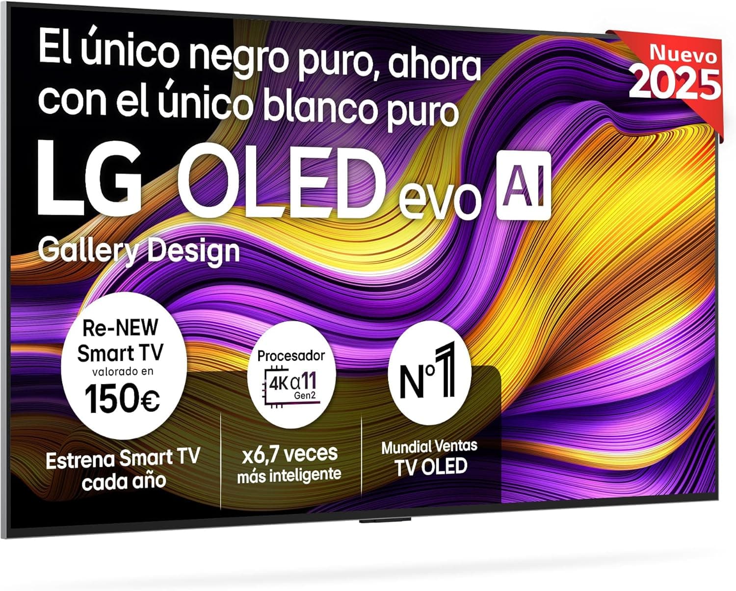 LG OLED55G54LW Televisão de 55", OLED EVO 4K, Smart TV AI G5, WebOS 25, Super Upscaling, Dolby Vision e Dolby Atmos, AMD FreeSync, Alexa/Google Assistant, preto