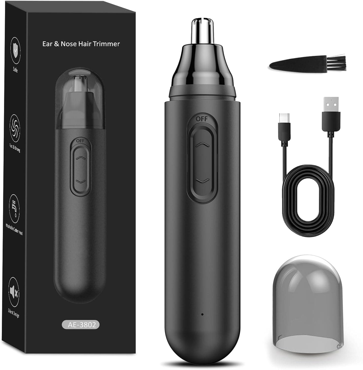 Aparador de pelos pelos de orelhas homem - cortador pelos nariz removedor de pelos nariz curto pelos orelha e nariz profissional indolor IPX7 impermeável USB recarregável