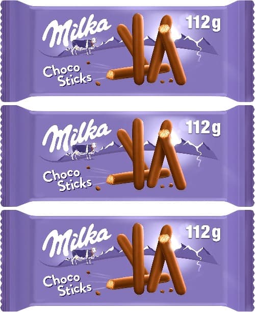 Milka Choco Sticks palitos de bolachas talheres de chocolate com leite dos Alpes 112 g