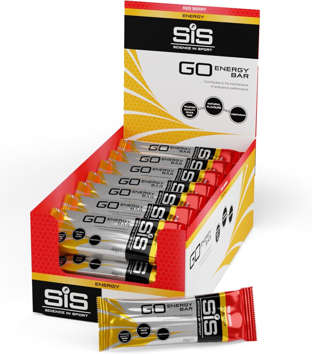 Science in Sport GO Barra energética mini 40 g pacote de 30 bagas vermelhas, vegan - barras de carboidratos deliciosas com 26 g de carboidratos, fornecedores de energia para treino intenso