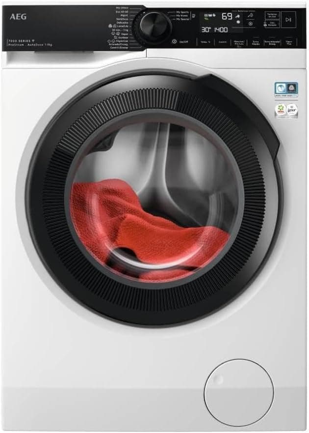 AEG LFR7394O4Q Máquina de lavar carregamento frontal 9 kg, 1400 rpm, instalação livre, motor Invert, programa rápido, autodoseador, função vapor, Wifi, display LCD, preto, classe A, fabricado na UE