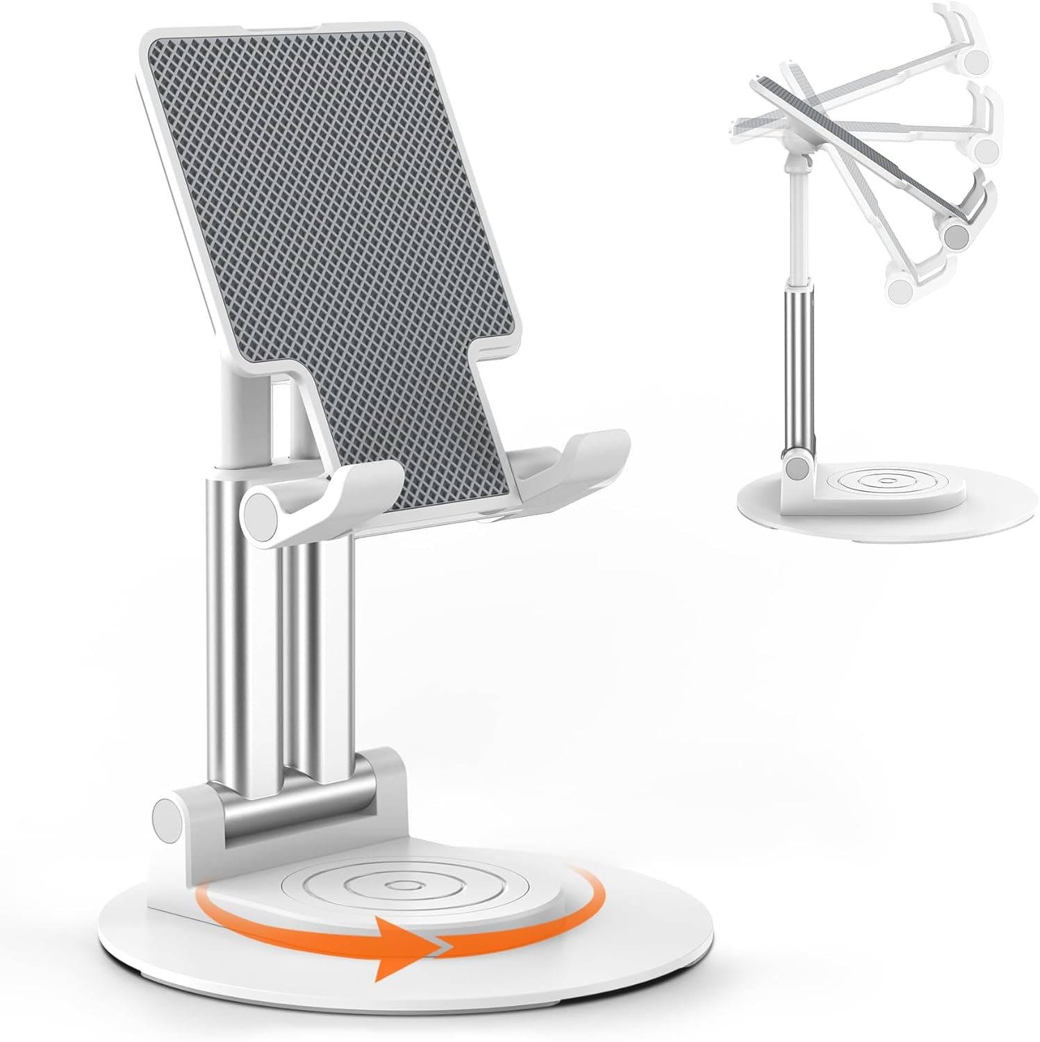BHHB Suporte ajustável para telemóvel, suporte para mesa, suporte para telemóvel com base giratória de 360 graus, para smartphones, iPad Mini, Kindle e muito mais (branco)