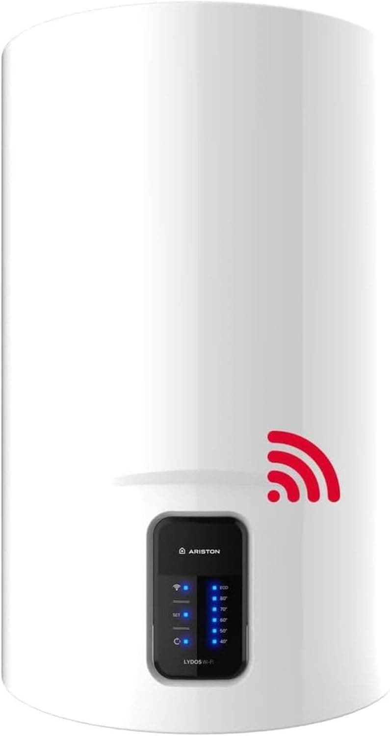 Ariston, Lydos Wifi - Termo elétrico vertical de 50 litros, aquecedor de água elétrico com função ECO-EVO e conectividade Wi-Fi 47 x 45 x 55,3 cm