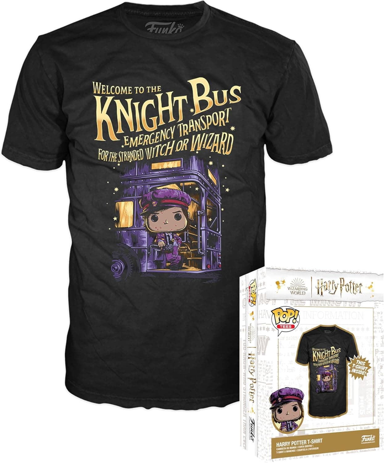 Funko Funko Boxed Tee: Harry Potter And The Prisoner Of Azkaban - Stan - Large - T-shirt, flanela - roupa - ideia de presente - Top de manga curta para adultos homens e mulheres - Mercadoria oficial