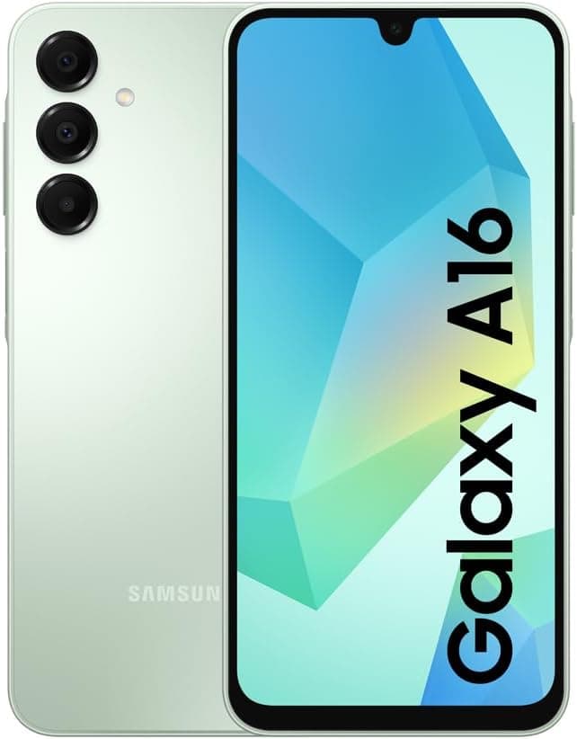 Samsung Galaxy A16 4G LTE, telemóvel Android, ecrã 6,7" super AMOLED, várias câmaras, armazenamento de 128 GB, verde claro (versão espanhola), garantia do fabricante 3 anos + 1 ano extra