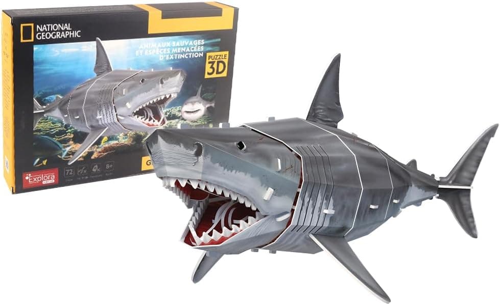 EXPLORA Gran Tubarão Branco | Puzzle 3D de 72 peças do National Geographic para crianças a partir dos 8 anos