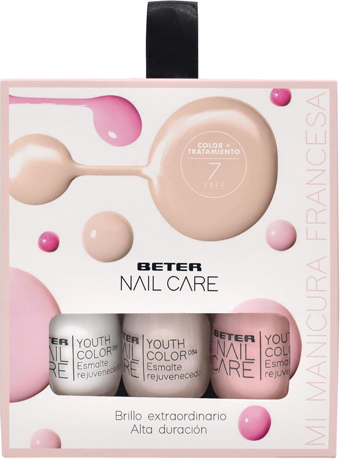 Beter - Conjunto de 3 vernizes manicure francesa, Nail Care, pintauunhas, verniz de unhas efeito gel, longa duração e brilho, conjunto manicure francesa, cores claras, secagem rápida, vegan, ideal
