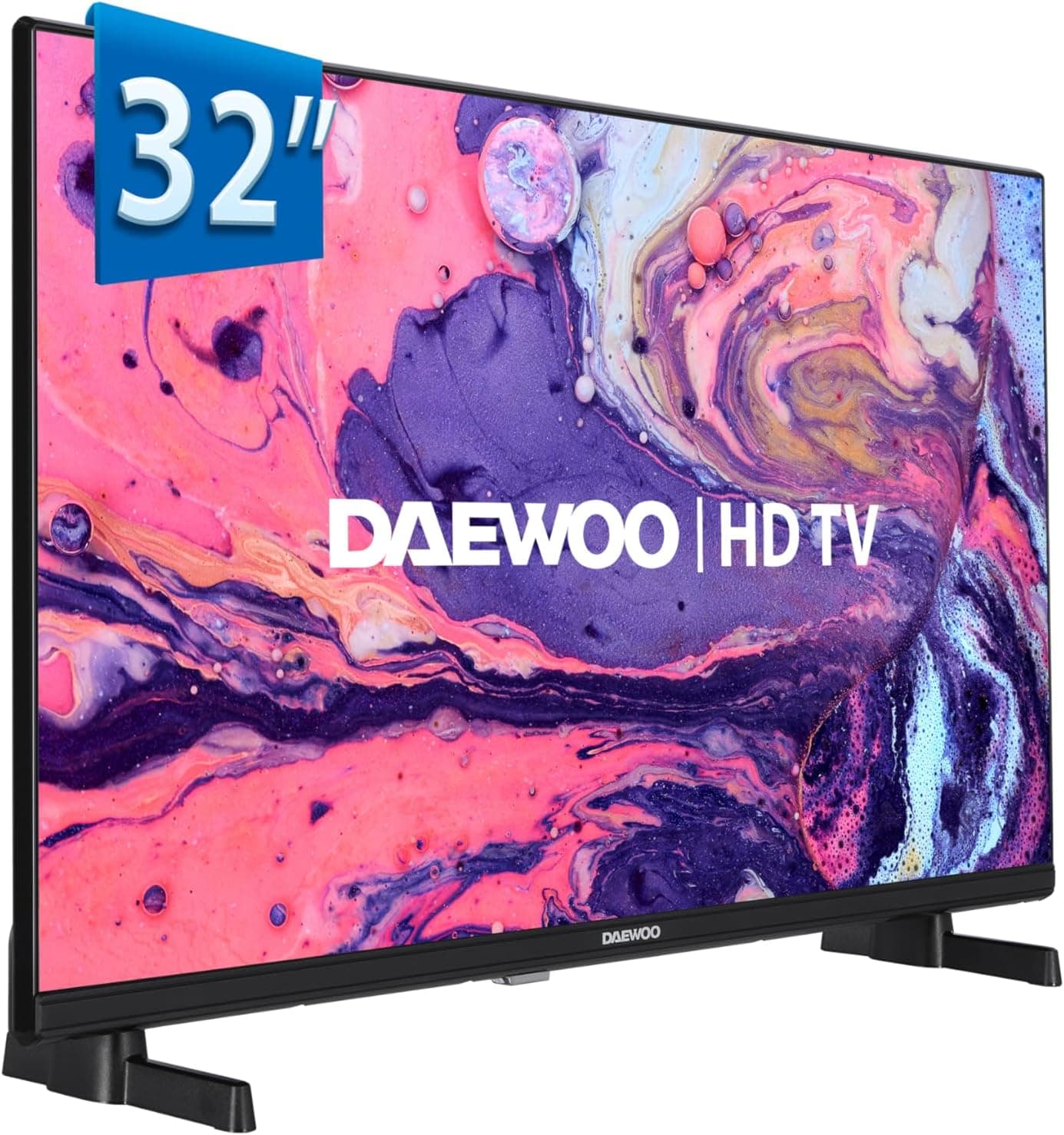 Daewoo 32DM65HV Televisor 32 polegadas - Smart TV resolução HD LED, HDR, design sem molduras, áudio dolby, compatível com assistente de voz Alexa