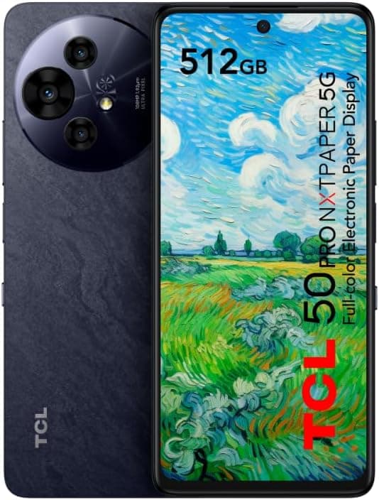 TCL 50 Pro NXTPAPER 5G, Smartphone 5G de 6,8" maior conforto ocular (ecrã FHD+, 16 GB (8 + 8), 512 GB, expansível MicroSD, duplo SIM, câmara 32 MP, bateria 5010 mAh, Android 14.) Lua cinza