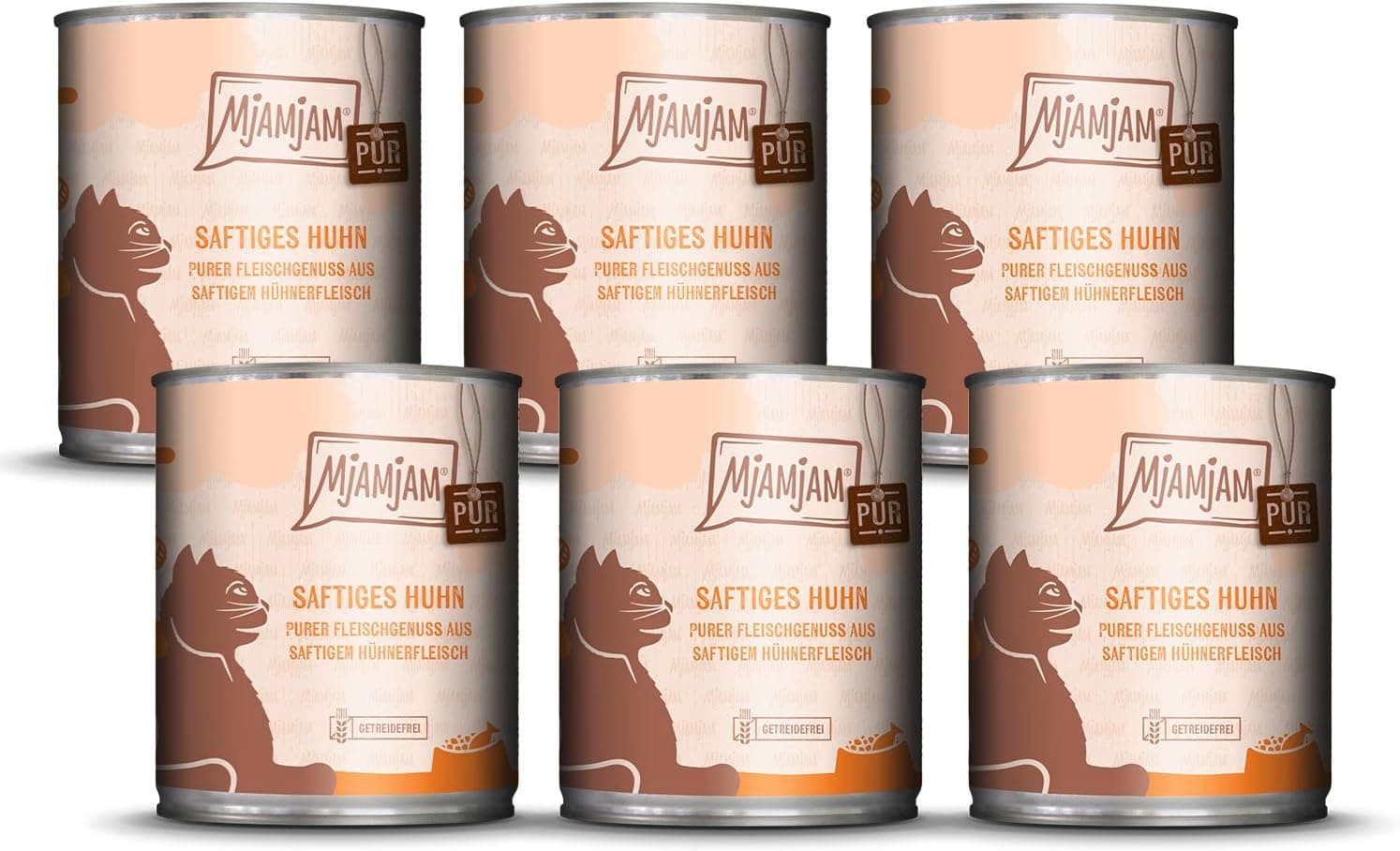 MjAMjAM - comida húmida premium para gatos - pure meat enjoy - puré de frango suculento, embalagem de 6 (6 x 800 g), sem cereais com extra de carne