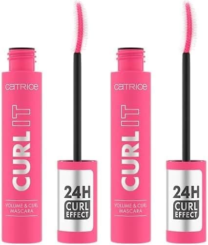 Catrice Curl IT Volume & Curl Máscara número 010, preto, de longa duração, volumeebend, vibrante, intensa, mate, vegana, sem micropartículas de plástico, sem nanopartículas, sem perfume, 11 ml x 2