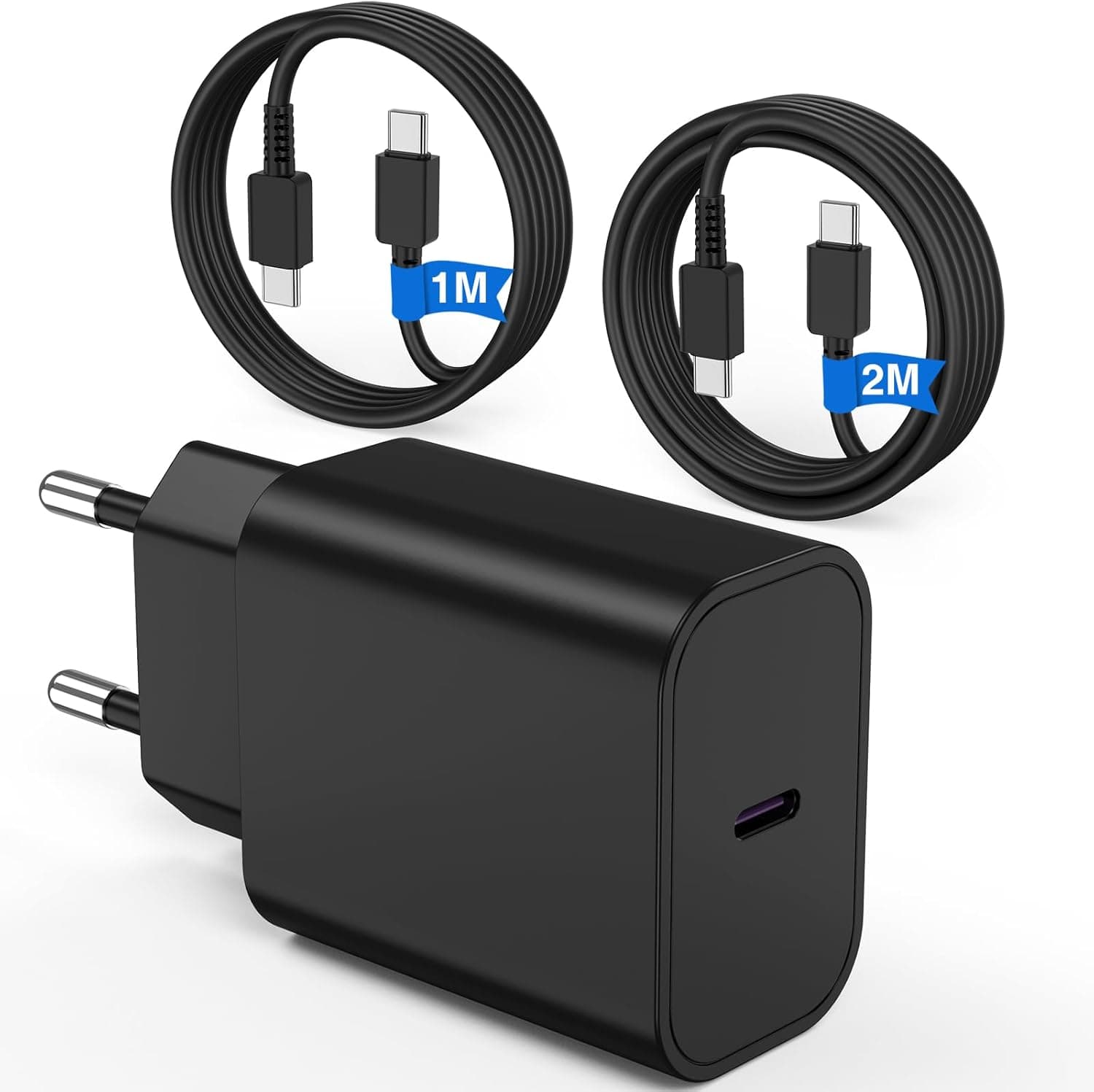 QZIIW - Carregador rápido tipo C, carregador rápido de 45 W Samsung e 1 M + 2 M 60 W cabo de carregamento rápido, cabo USB C para Samsung Galaxy S25 Ultra/S25/S25 +/S24 Ultra/S24/S24 +/S23 Ultra/S22
