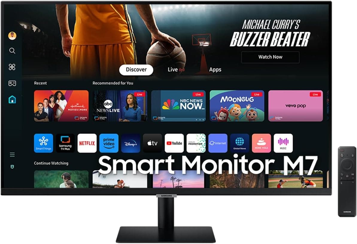 SAMSUNG LS27DM500EUXEN Smart Monitor M5 de 27" Full HD (1920 x 1080, 16:9, 144 Hz, 4 ms, AMD FreeSync, modo de olho saver, Flicker Free), preto, versão 2024