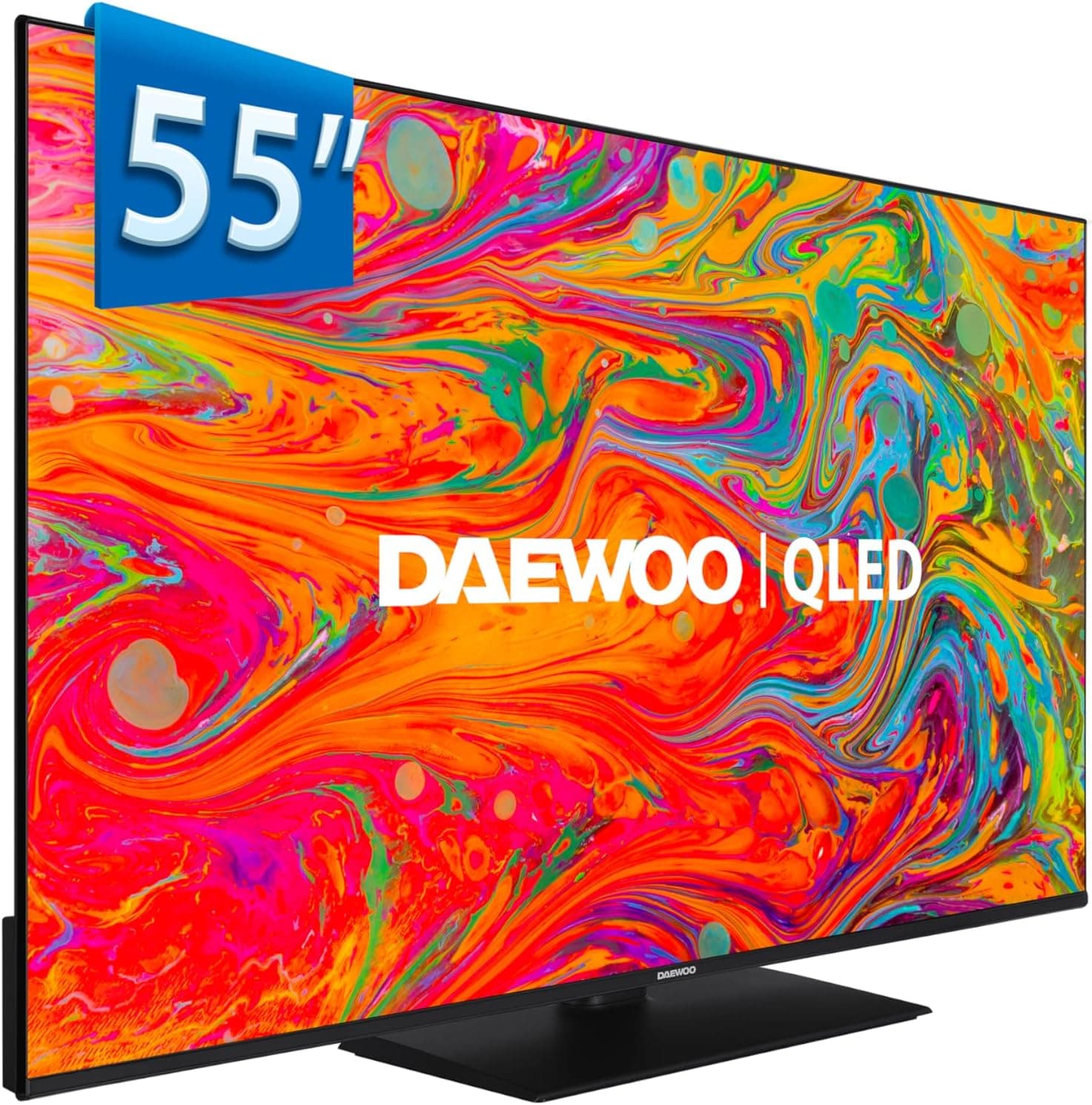 Daewoo 55DM65QV QLED Smart TV 55 polegadas 4K HDR, Dolby Vision & Dolby Atmos, compatível com Alexa, peito central, design sem moldura