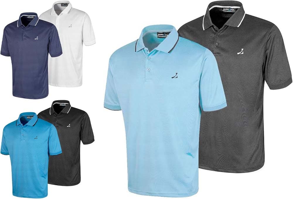 Under Par | Pack de 2 polos de golfe em tecido waffle elástico com proteção UV para homem