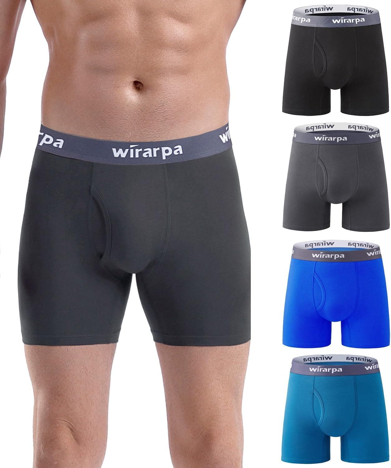 wirarpa Boxers de algodão para homem sem etiquetas, pack de 4