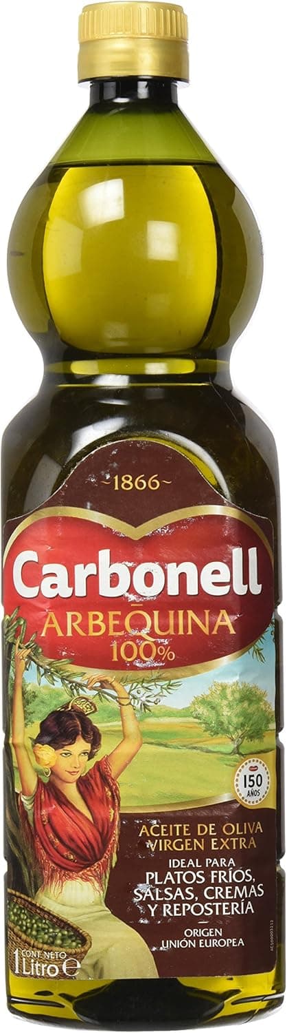 Carbonell Arbequina | Azeite virgem extra suave com notas de amêndoa, maçã e banana, para uso a frio, 1 L