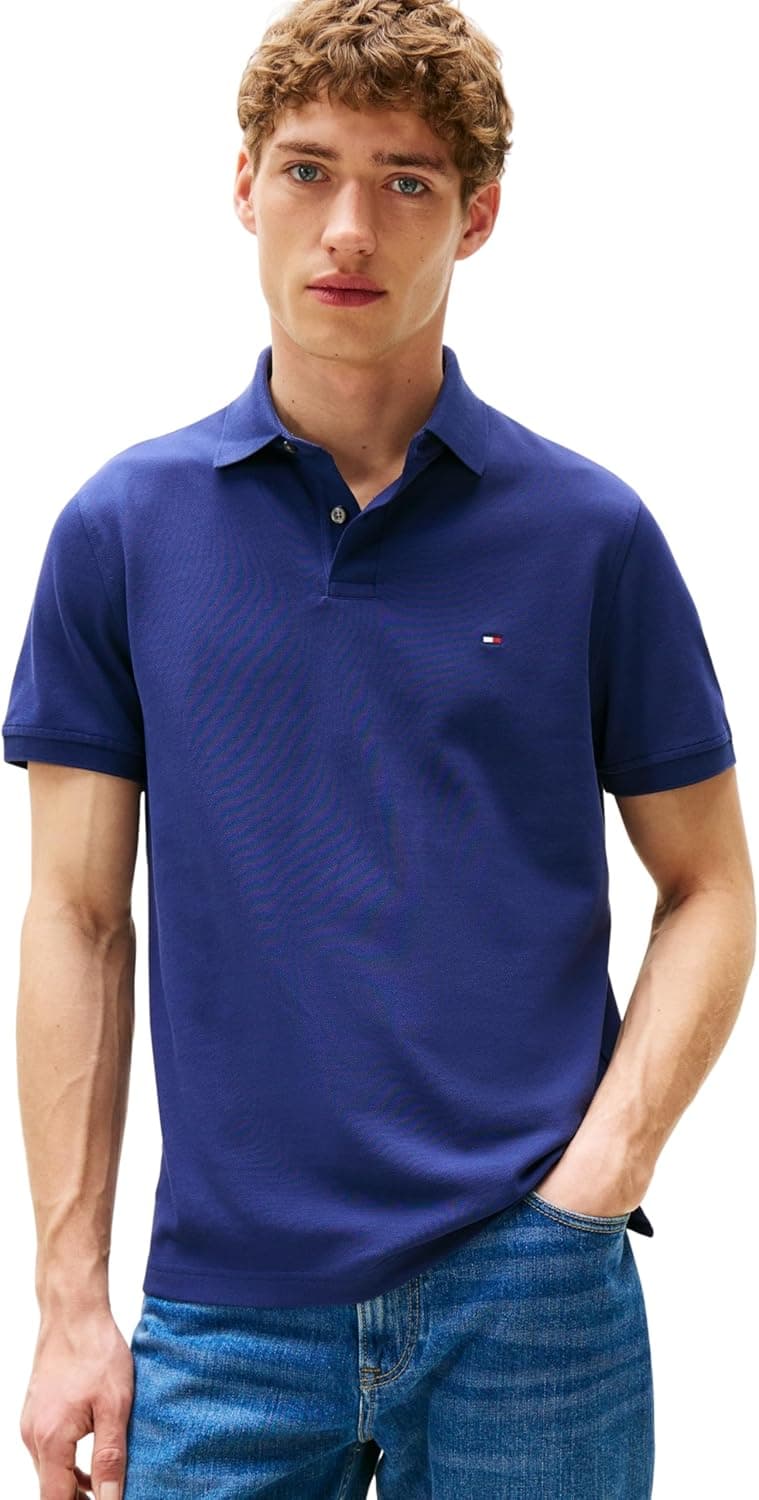 Tommy Hilfiger Polo de manga curta para homem regular Fit com botões
