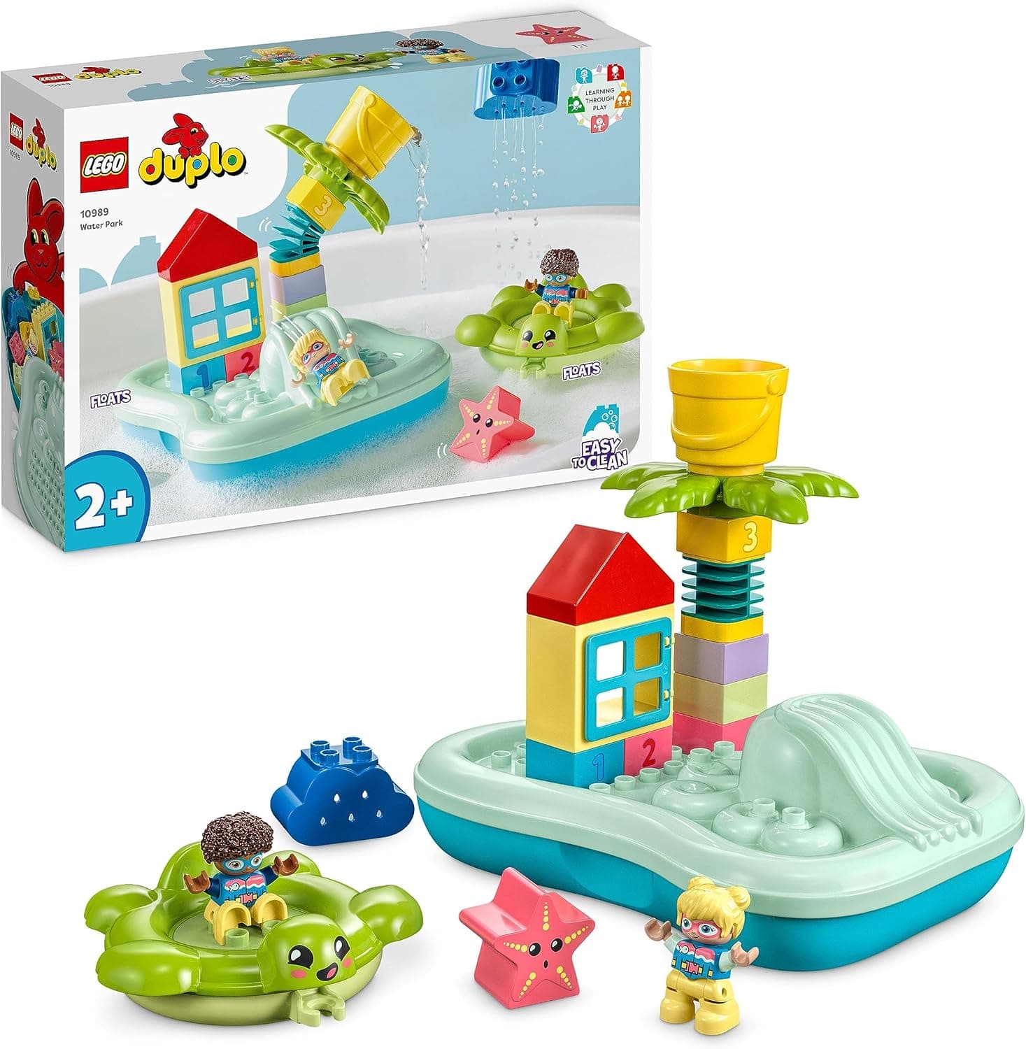 LEGO Duplo parque aquático brinquedo para casa de banho para crianças a partir de 2 anos, com ilha flutuante, tartaruga e estrela do mar, figuras de animais marinhos