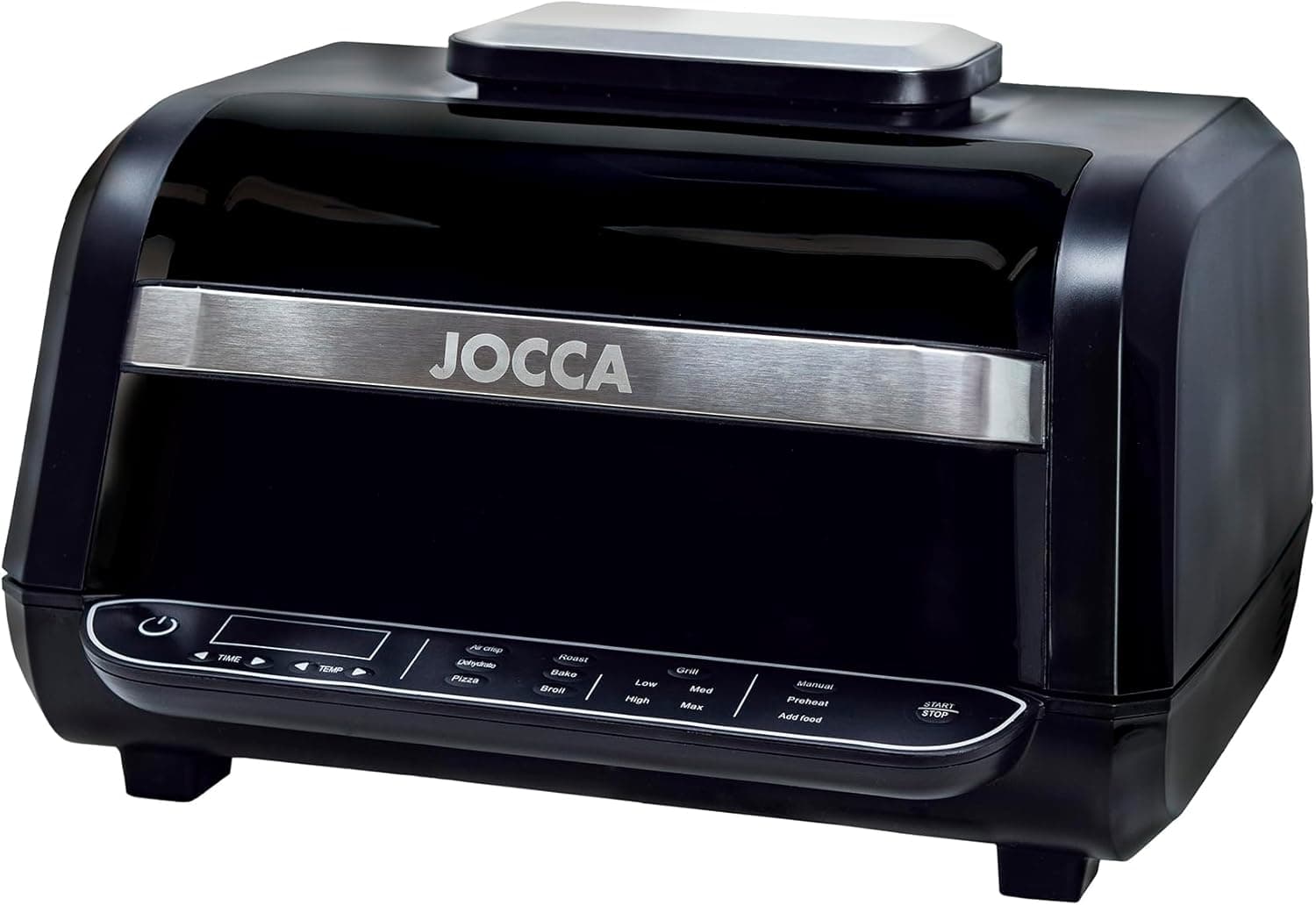 JOCCA - Frigideira de ar quente 7 L, Frigideira sem óleo de 7 litros, Air Fryer, temporizador, temperatura ajustável, cozinha saudável, 1700 W, (preto/prateado)