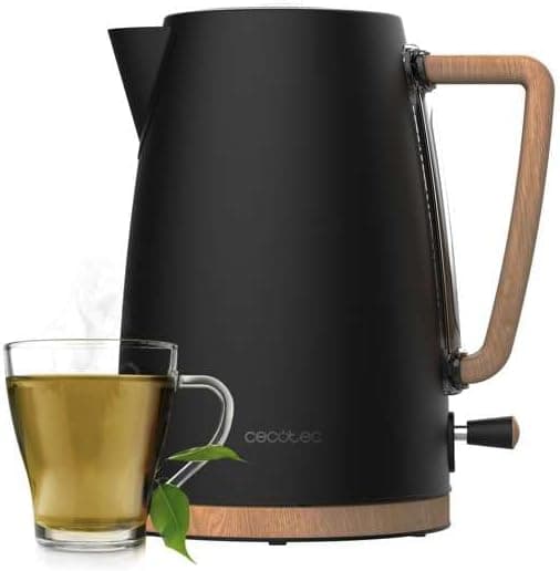 Cecotec ThermoSense 200 Woody | Fervedor elétrico 1,7 L em inox com filtro anticalcário removível e base rotativa