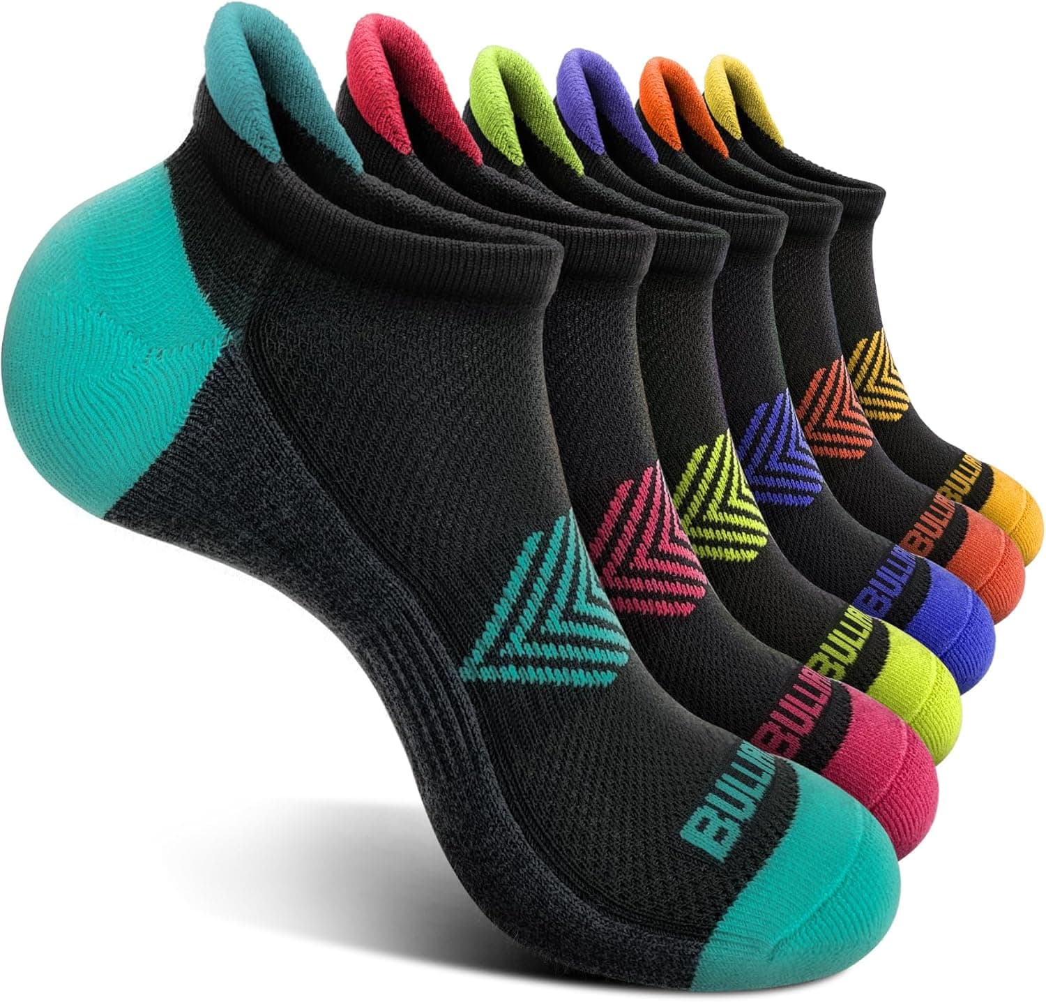 BULLIANT Meias desportivas pelo tornozelo para mulher de algodão respirável, pack de 6 pares