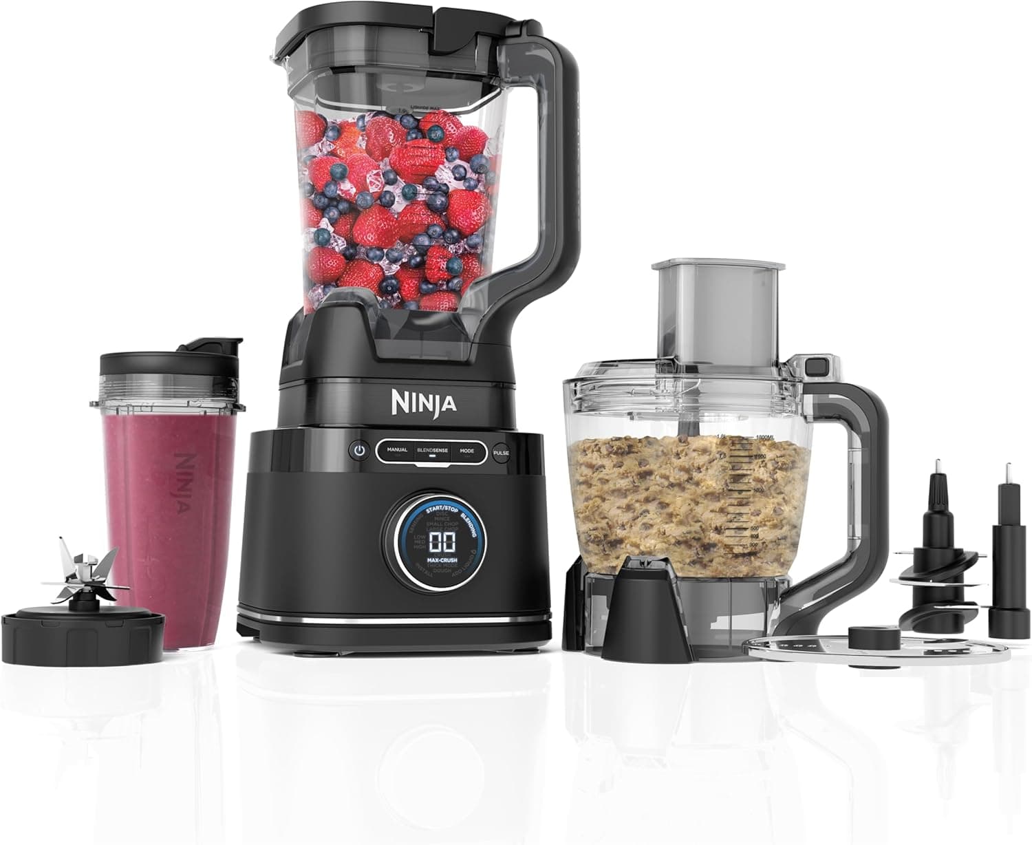 Ninja Detect Power Pro Liquidificadora e processador de alimentos 3 em 1 (1200 W), copo de 680 ml e lâmina para massa, ideal para misturar, picar e bater, preto, TB401EU