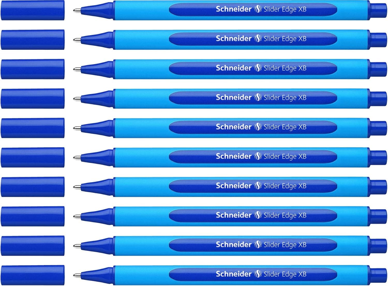 Schneider 152203 Caneta de ponta redonda (10 unidades, inclui capuz, tinta azul), cor azul