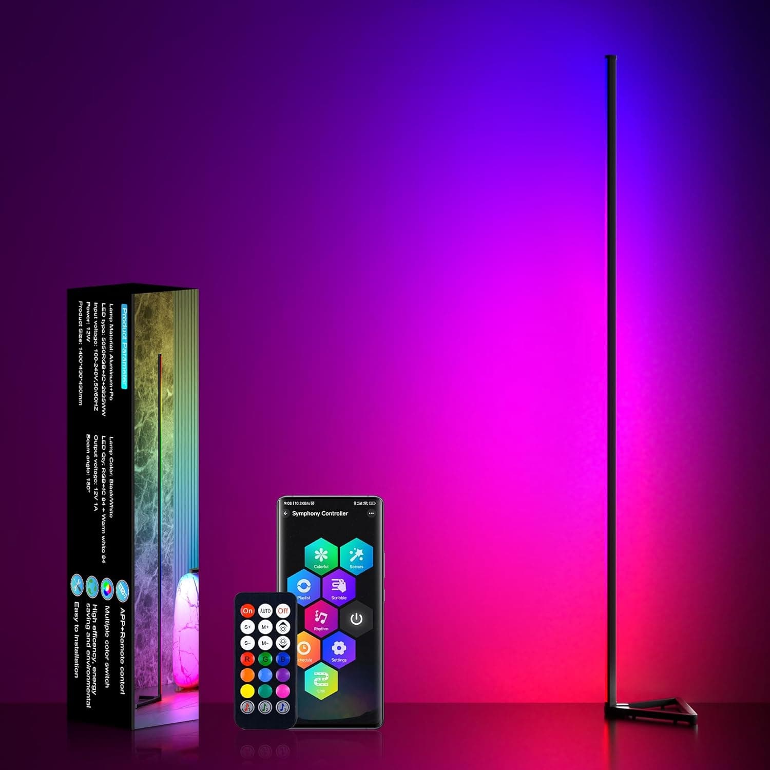MIWATT Smart RGB LED Wall Corner Light com App e controlo remoto, sincronização de música, configurações de temporizador - para sala de estar, quarto e sala de jogos