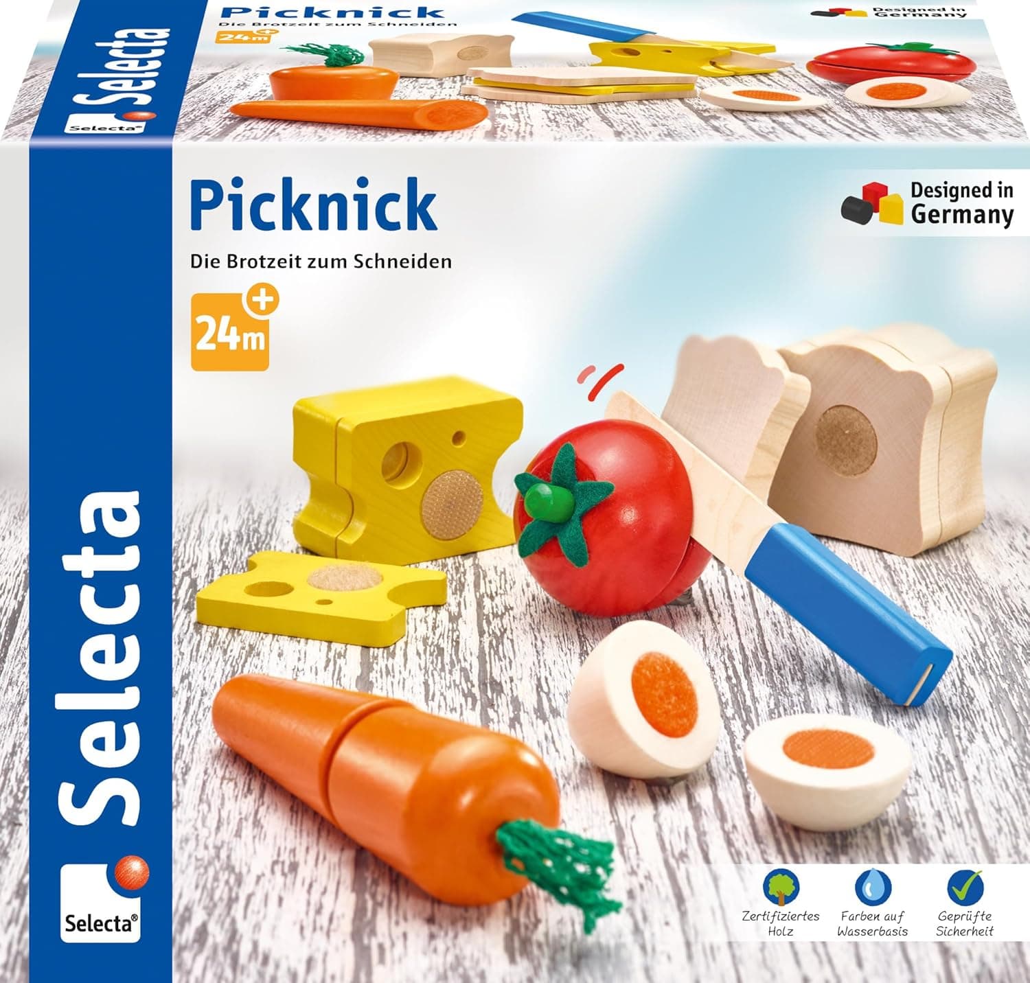 Selecta 62020 13 peças piquenique velcro e brinquedo de corte